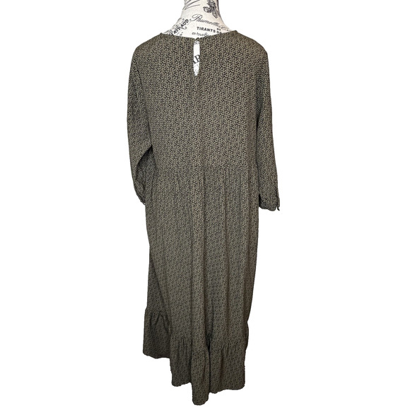 Loft Women’s Maxi Dress Granny Gown Size Medium Ruffled Bottom Olive Green - Picture 4 of 10